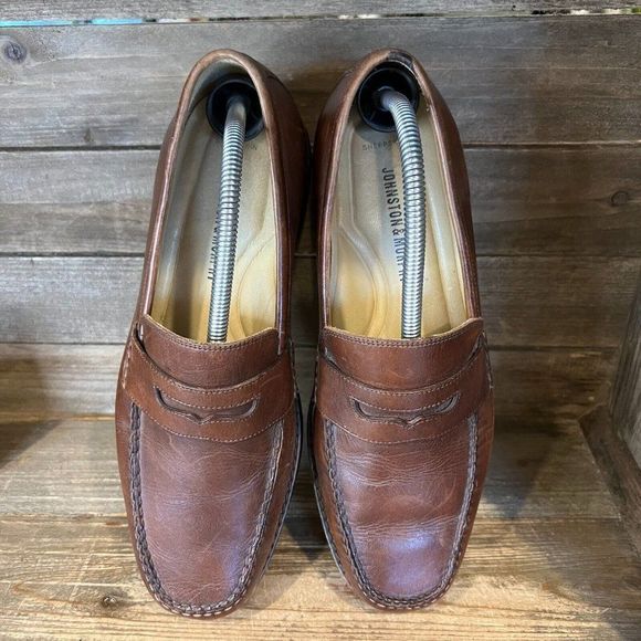 Mens Johnston & Murphy Brown Leather Slip On Penny Loafers Dress Shoes Size 9.5M main image 5